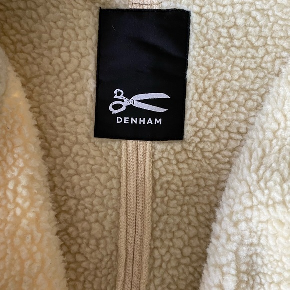 Denham : Sherpa Lined Knit + Felt Patch Asymmetric Zip Jacket : Medium - Picture 15 of 16